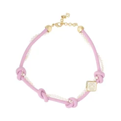 Casablanca Knotted Leather & Gold Plated Pearl Necklace