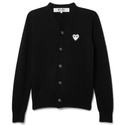 Comme Des Garcons PLAY V-Neck Cardigan White Emblem Knit
