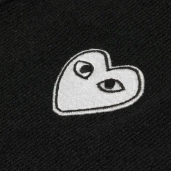 Comme Des Garcons PLAY V-Neck Cardigan White Emblem Knit