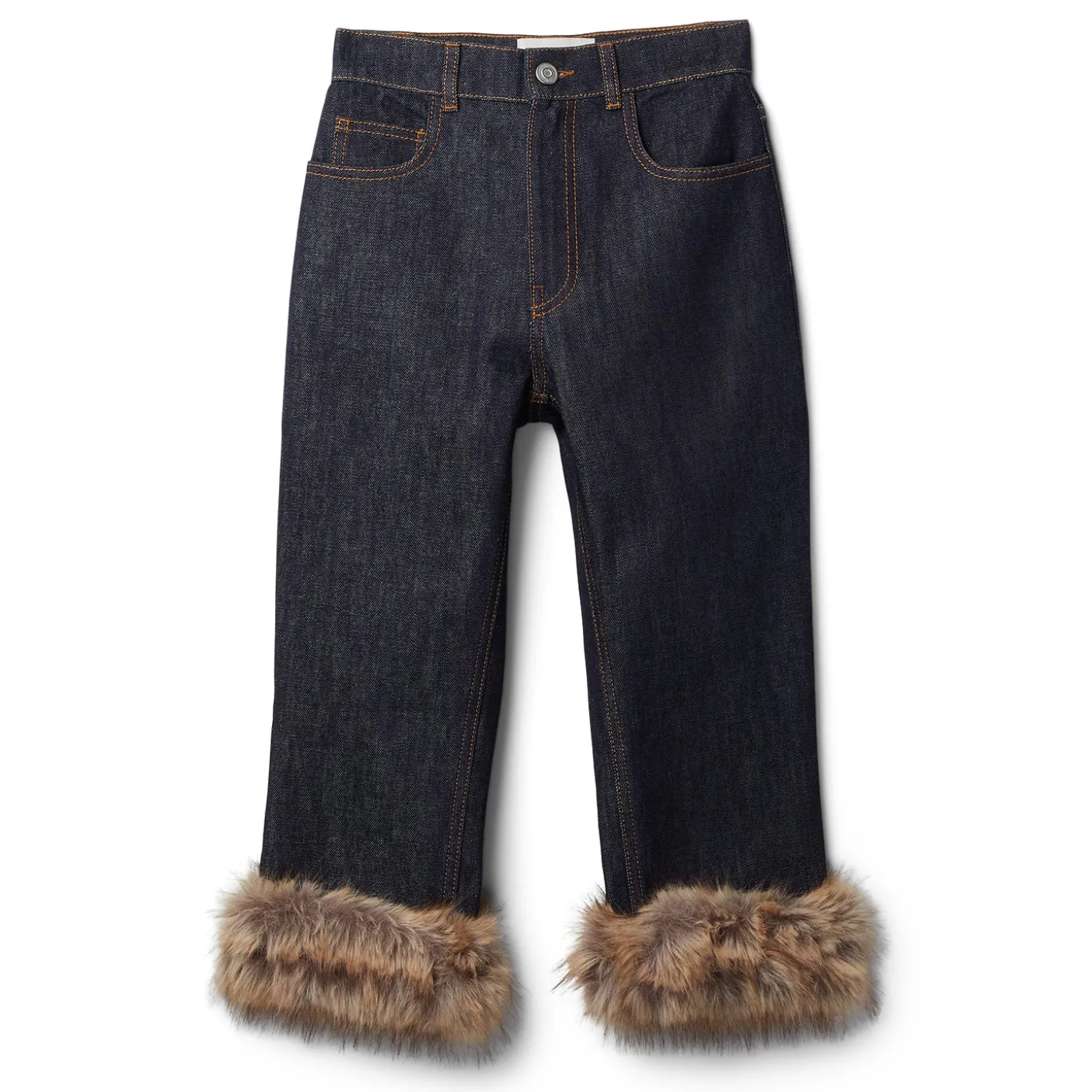 COPERNI Faux Fur Hem Corsair Denim Trousers