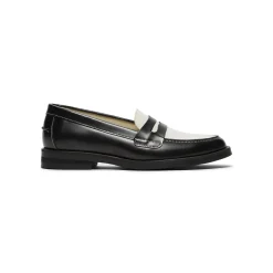DUKE + DEXTER Wilde Black White Penny Loafer Womens