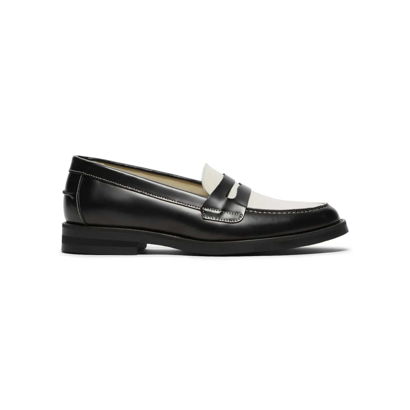 DUKE + DEXTER Wilde Black White Penny Loafer Womens