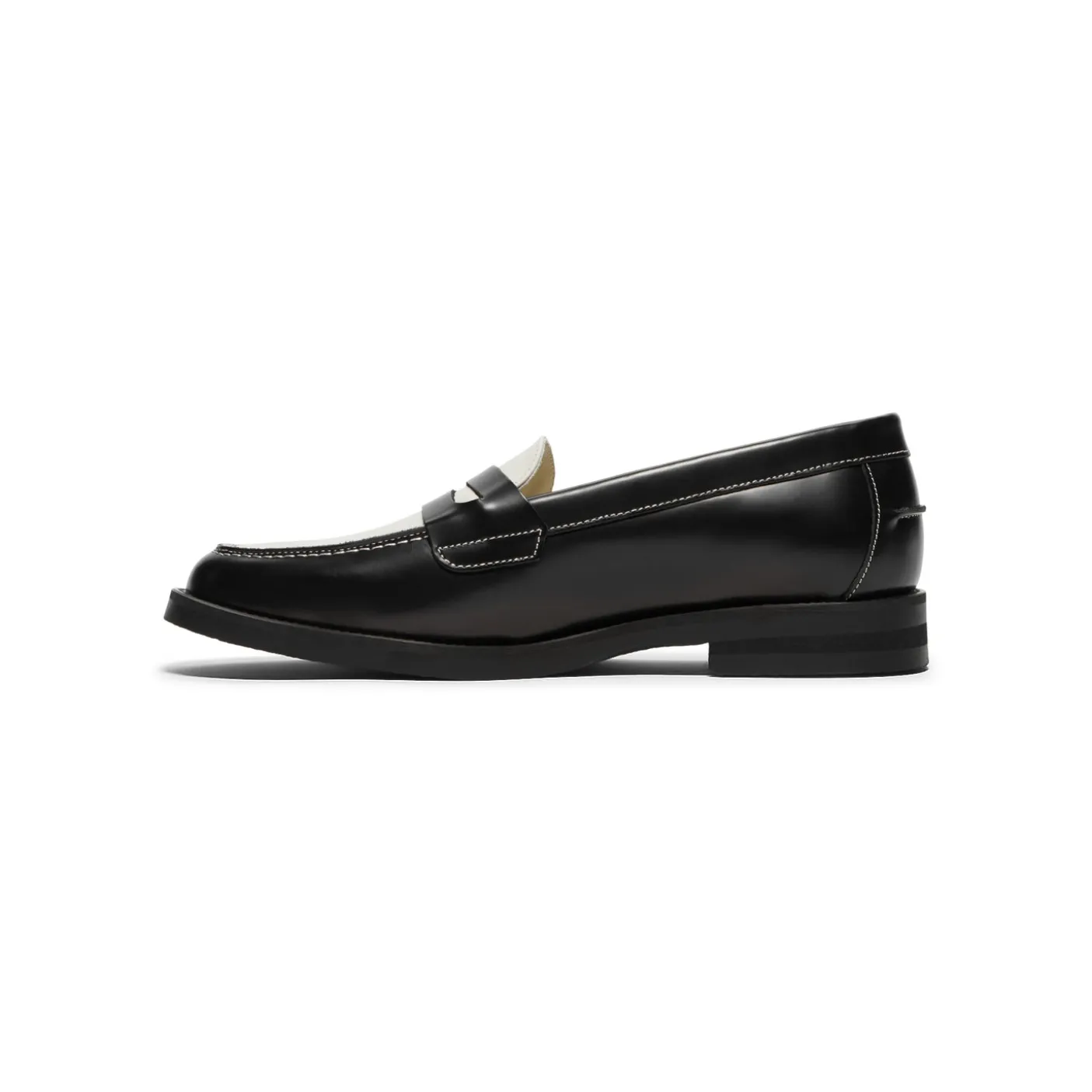 DUKE + DEXTER Wilde Black White Penny Loafer Womens