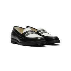 DUKE + DEXTER Wilde Black White Penny Loafer Womens