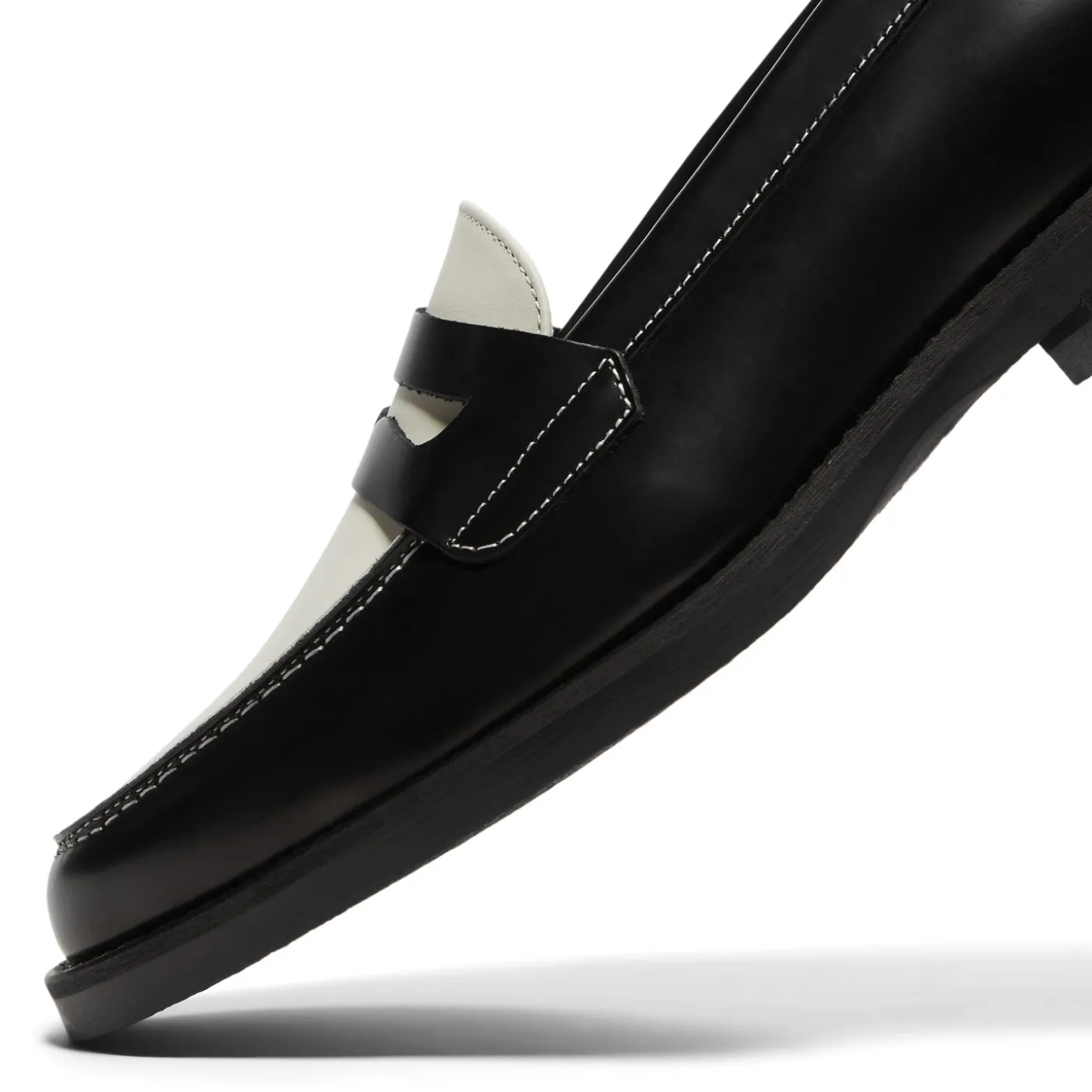 DUKE + DEXTER Wilde Black White Penny Loafer Womens