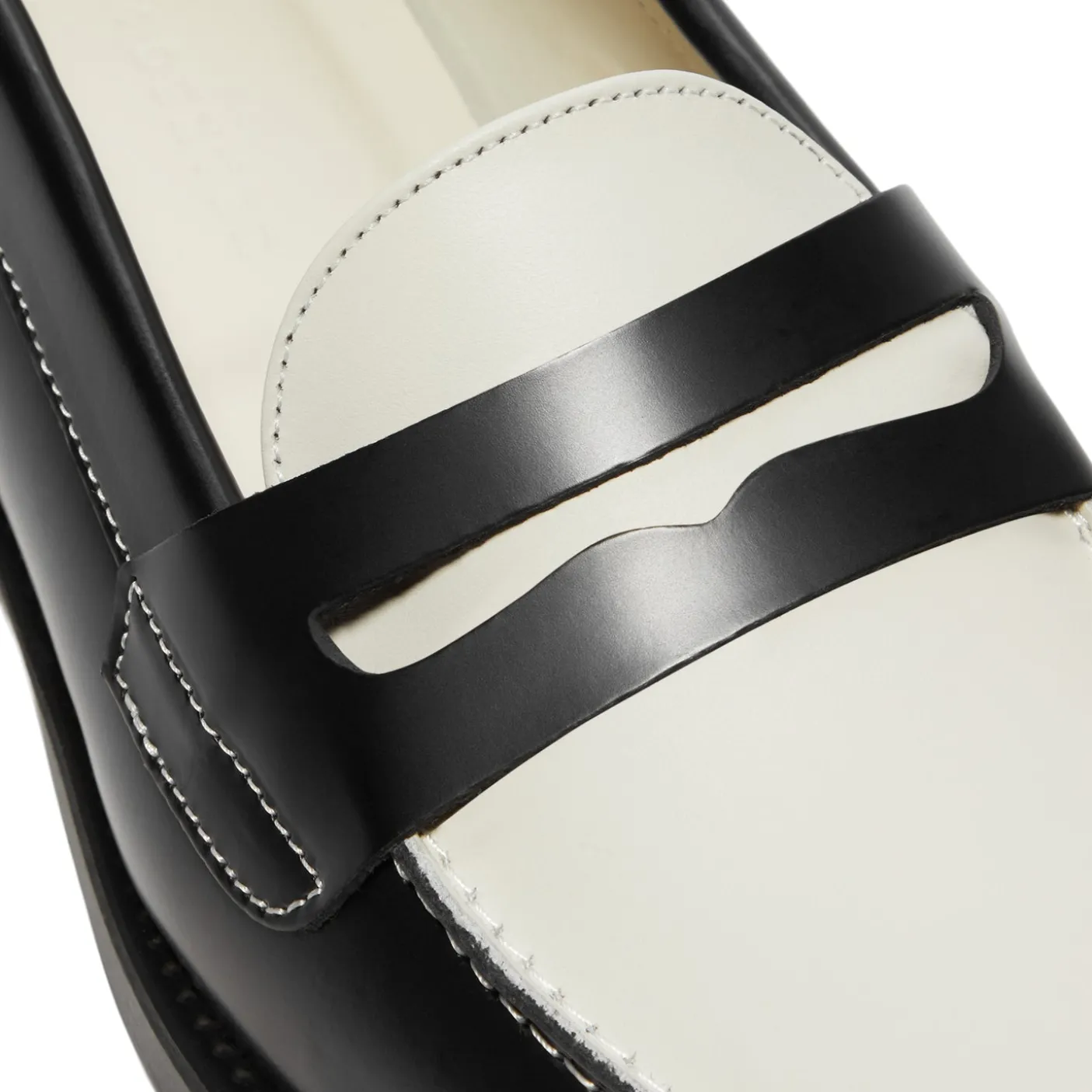 DUKE + DEXTER Wilde Black White Penny Loafer Womens