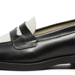 DUKE + DEXTER Wilde Black White Penny Loafer Womens