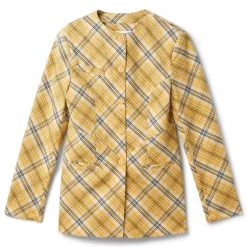 House of Sunny Check Collarless Blazer