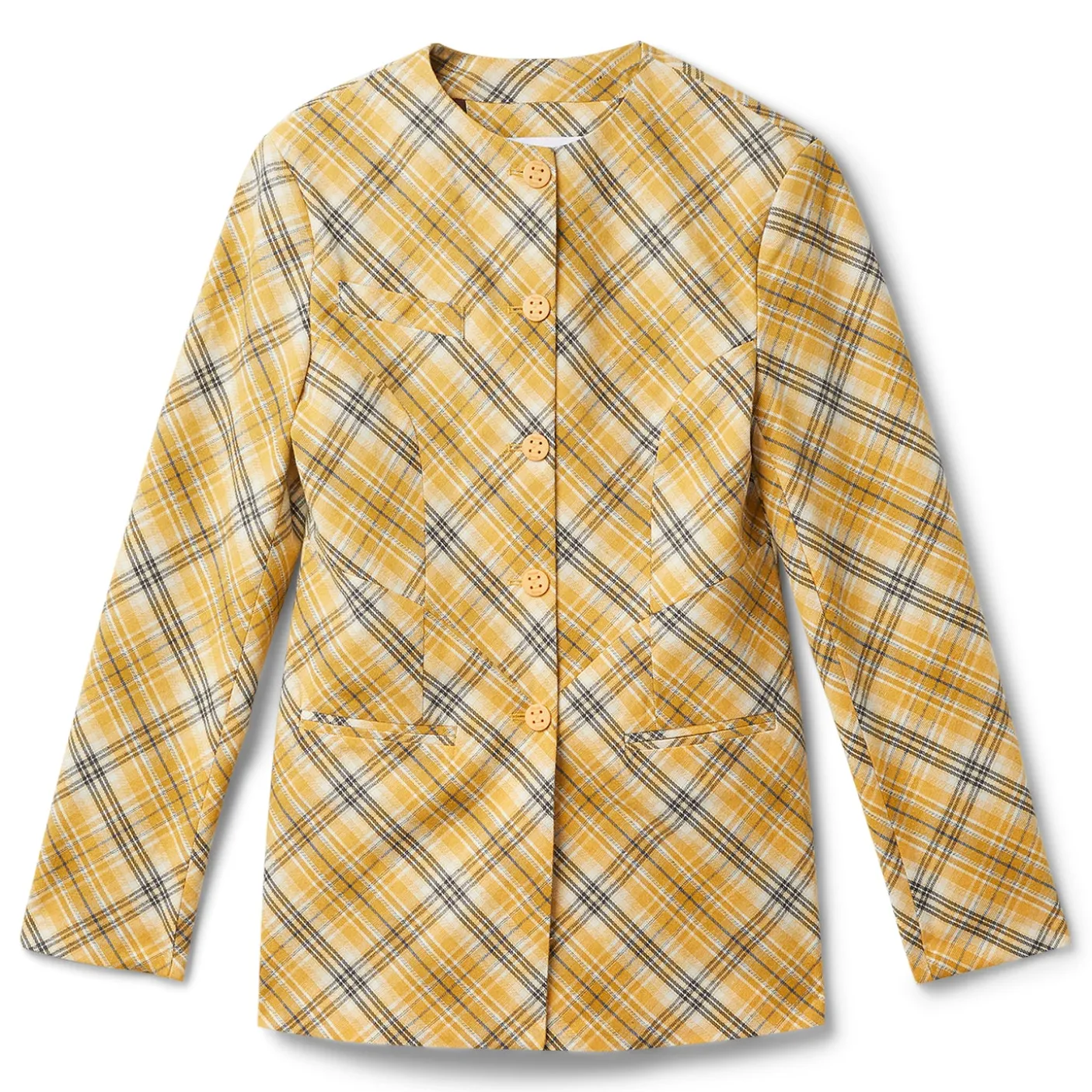 House of Sunny Check Collarless Blazer
