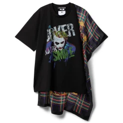 Junya Watanabe Silk Scarf Panel Dark Knight Graphic T-Shirt
