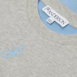 JW Anderson Anchor Embroidery Panelled Cropped T-Shirt