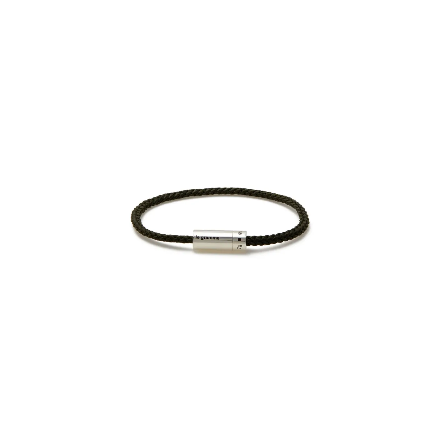Le Gramme 5g polished sterling silver and polyester nato cable bracelet