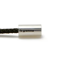 Le Gramme 5g polished sterling silver and polyester nato cable bracelet