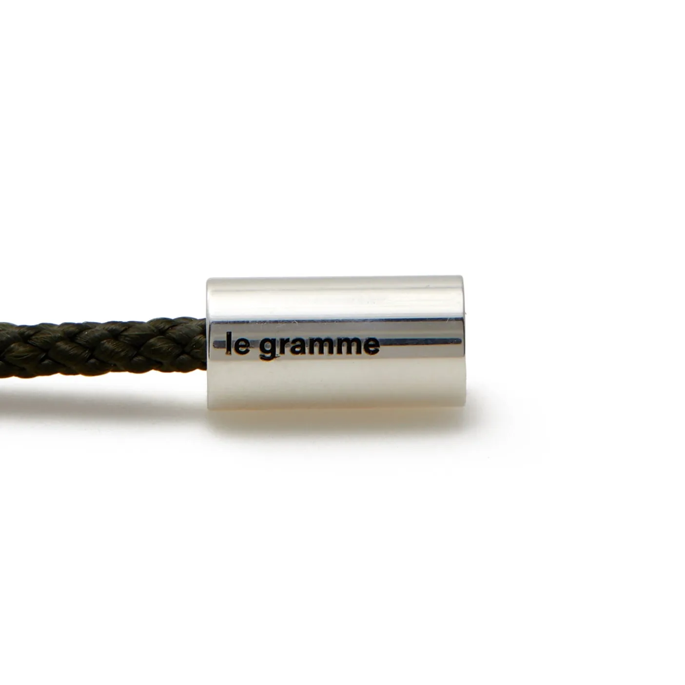 Le Gramme 5g polished sterling silver and polyester nato cable bracelet