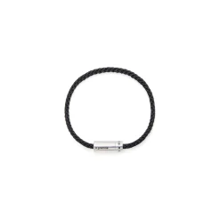 Le Gramme 7g Polished Sterling Silver and Polyester Nato Cable Bracelet