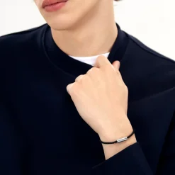 Le Gramme 7g Polished Sterling Silver and Polyester Nato Cable Bracelet