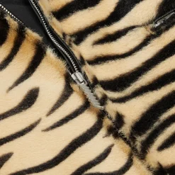 MARNI Black Leather and Tiger Print Shearling Jacket