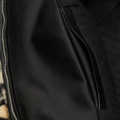 MARNI Black Leather and Tiger Print Shearling Jacket
