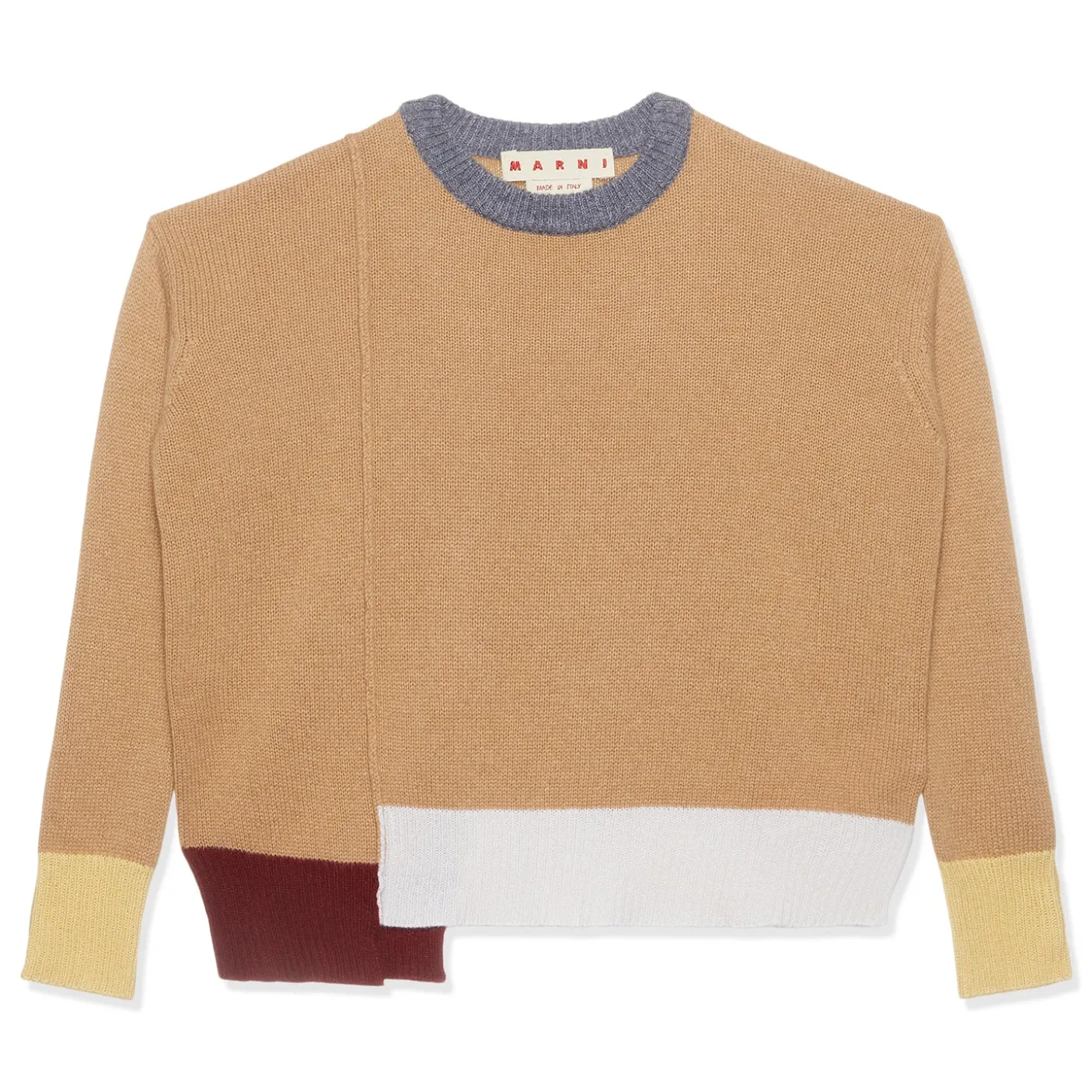 MARNI Brown Color-Block Cashmere Sweater