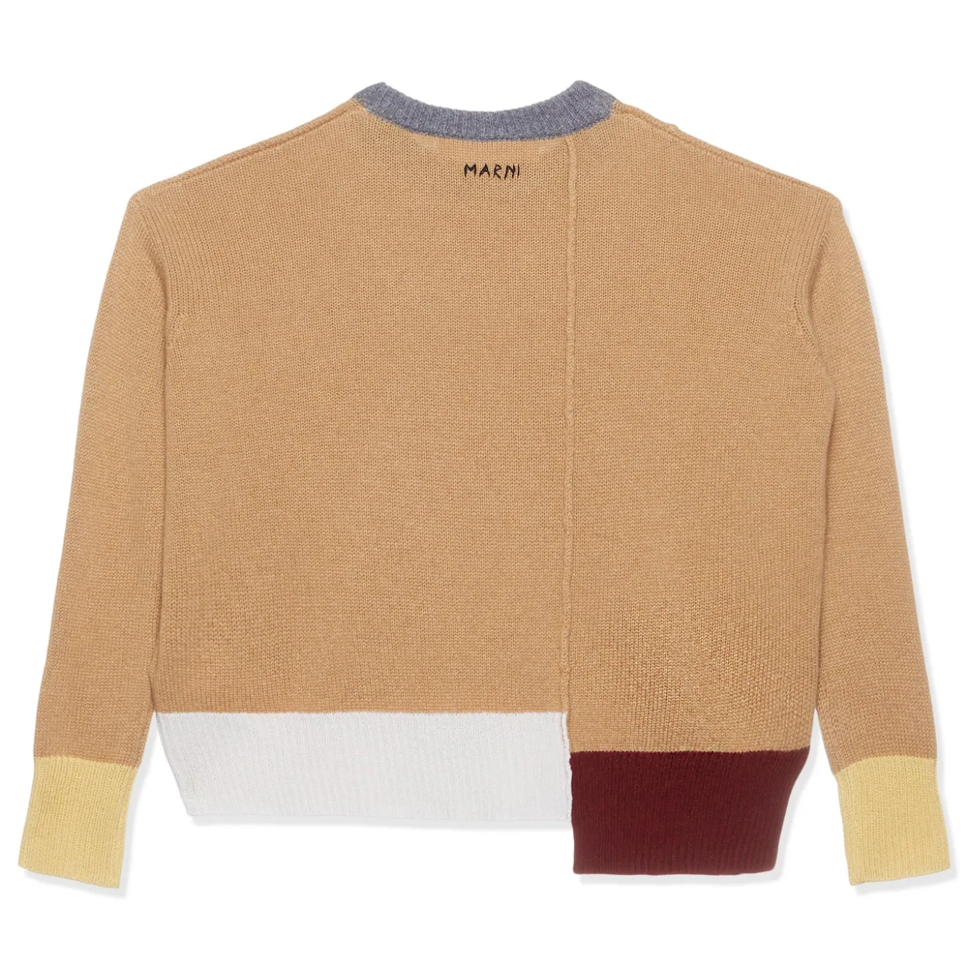 MARNI Brown Color-Block Cashmere Sweater