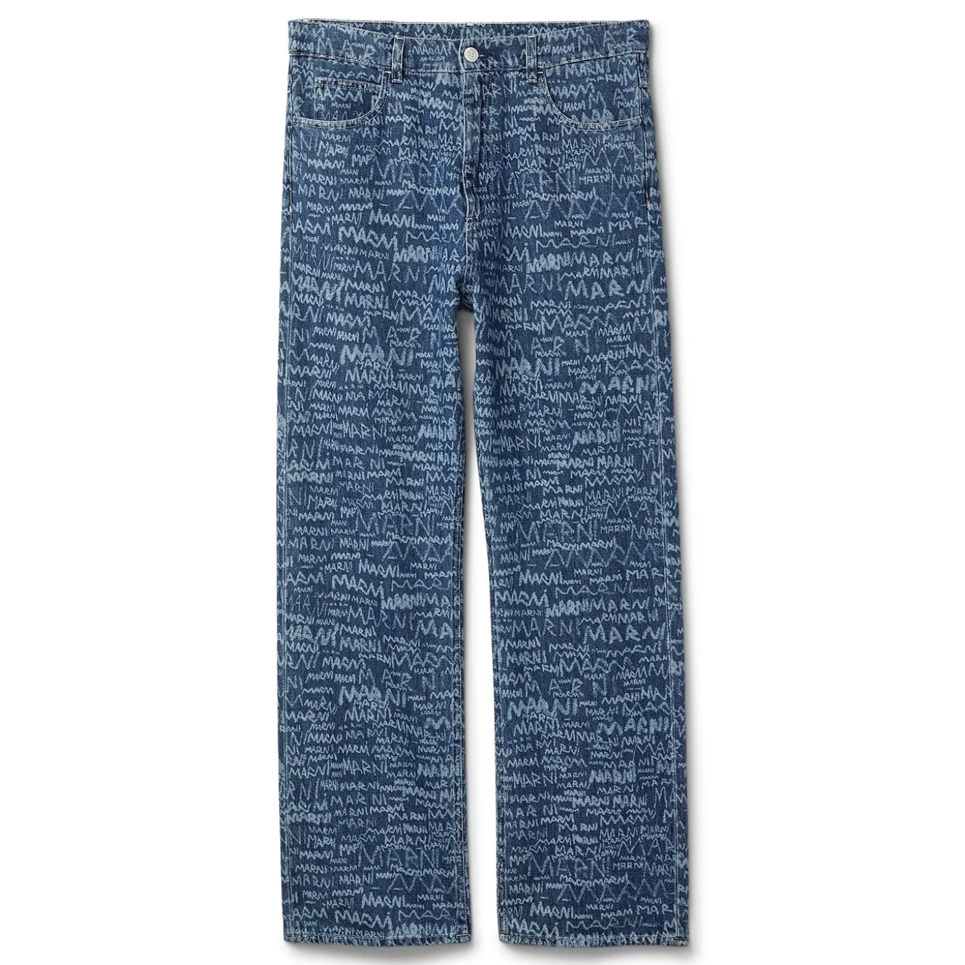 MARNI Denim Jeans With Bleached Marni Scribble Motif