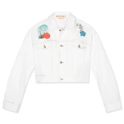 MARNI Flower Patch Cropped Denim Jacket