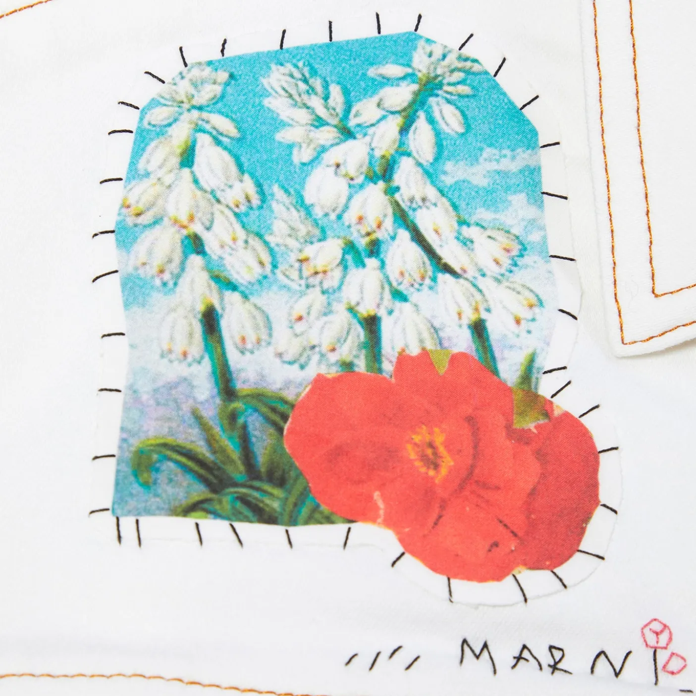 MARNI Flower Patch Cropped Denim Jacket