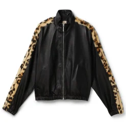 MARNI Leopard-Print Faux Fur-Trimmed Leather Jacket