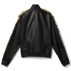 MARNI Leopard-Print Faux Fur-Trimmed Leather Jacket