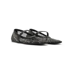 MARNI Mesh Mary Jane Flats with Crystals