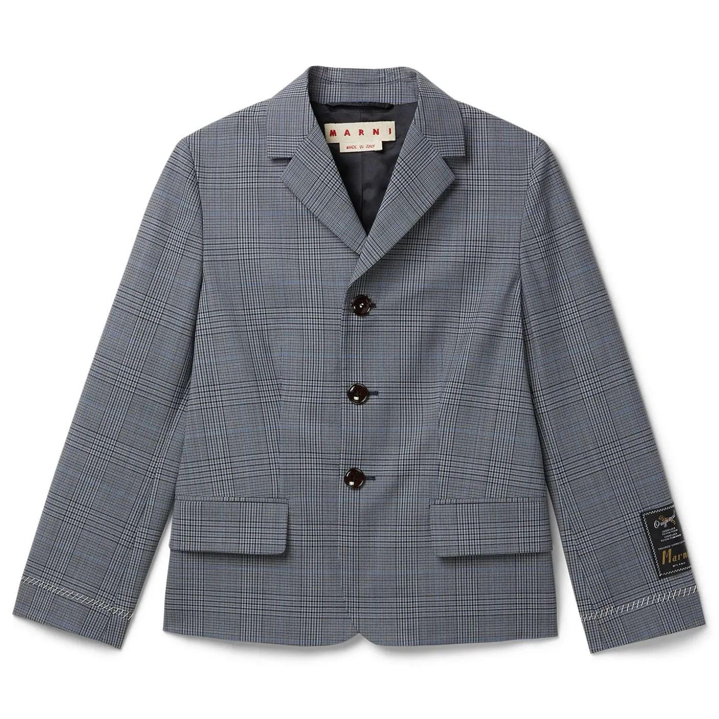MARNI Prince of Wales Wool Check Cropped Jacket