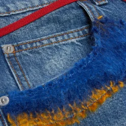 MARNI Wide-Leg Jeans with Mohair Patches