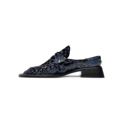 Miista Isla Navy Snake Loafer Mules