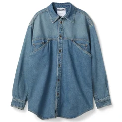 Moschino Laurel Crown Emblem Denim Shirt