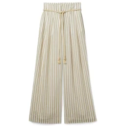 Nanushka Nevada Striped Belted Linen Pants