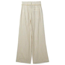 Nanushka Nevada Striped Belted Linen Pants