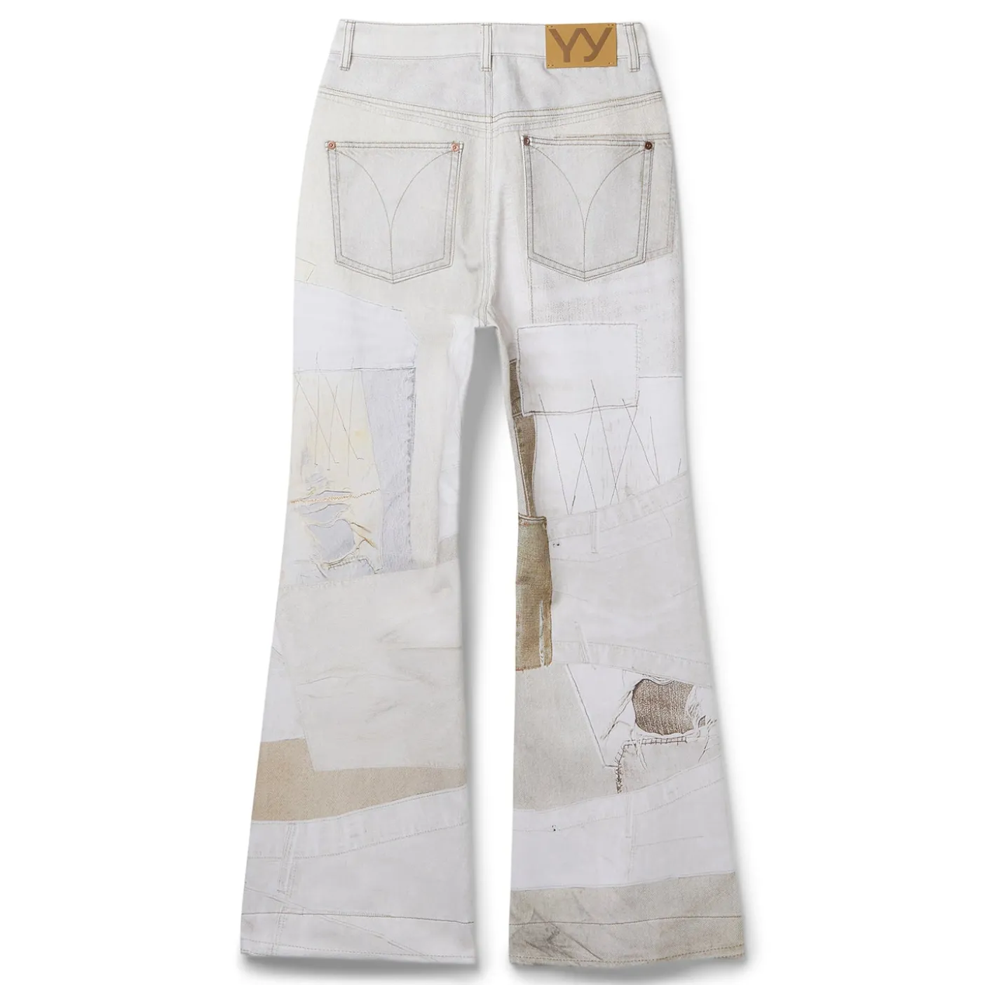 OPEN YY Patchwork Effect Loose Bootcut