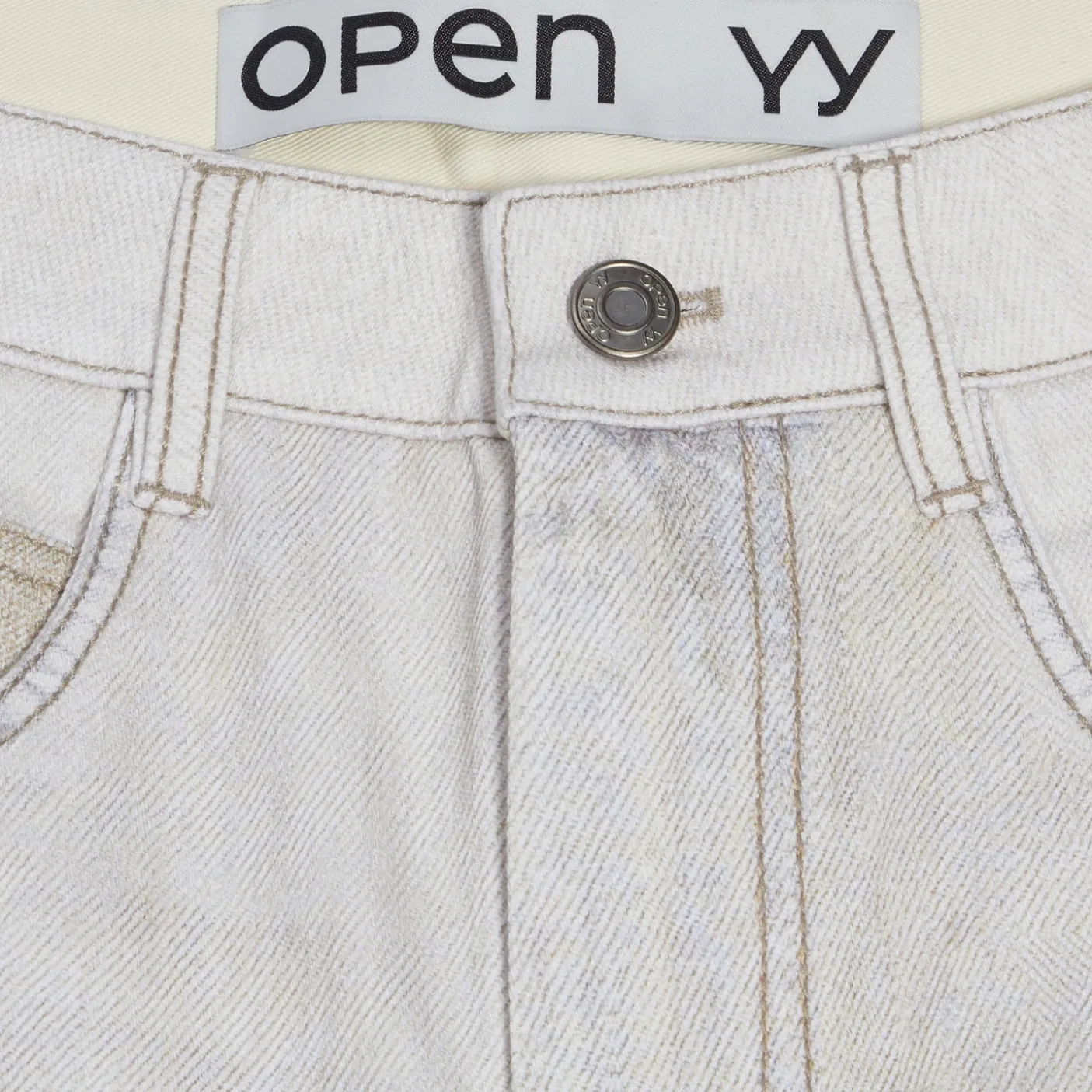 OPEN YY Patchwork Effect Loose Bootcut