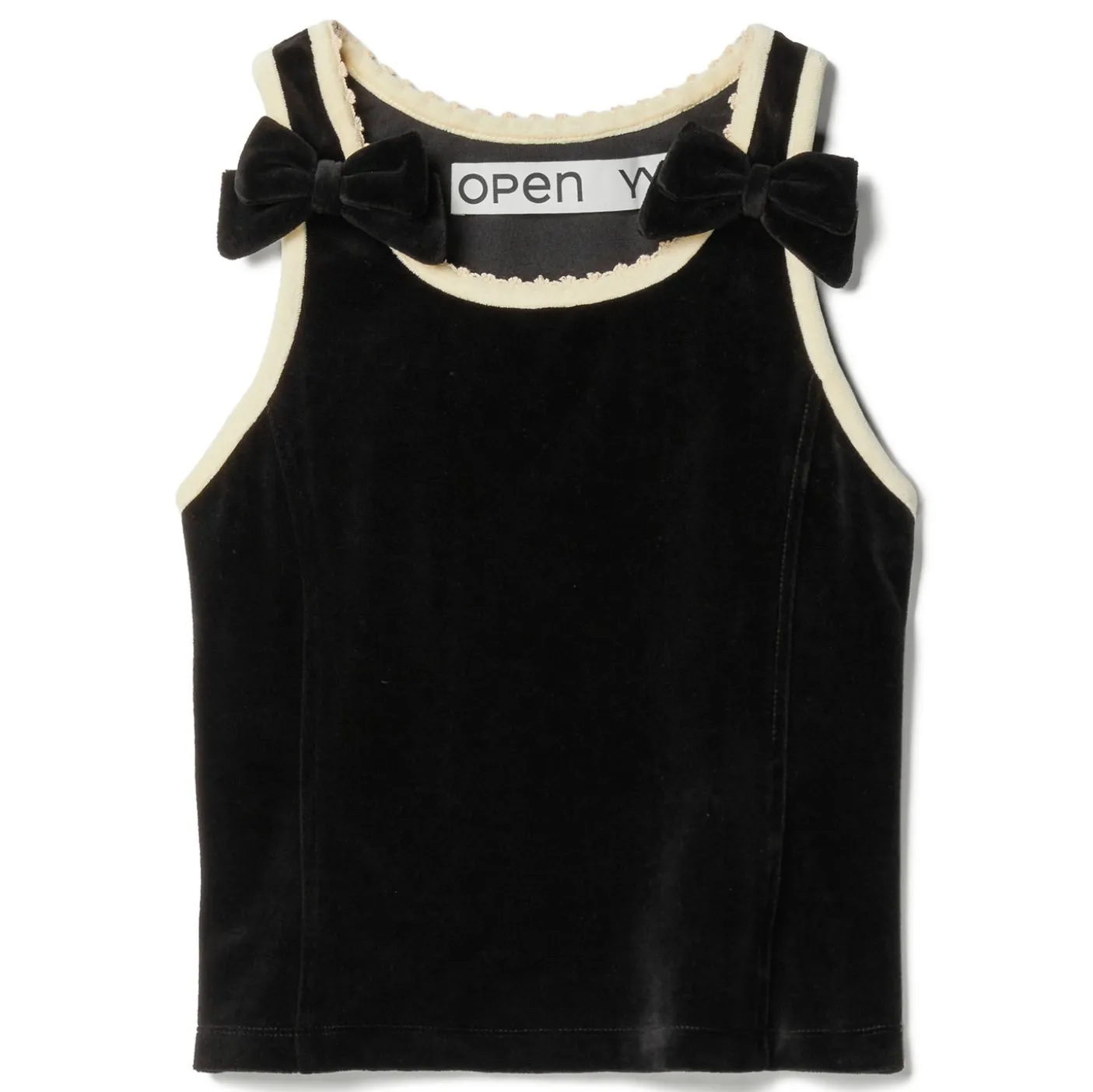 OPEN YY Velvet Picot Ribbon Top