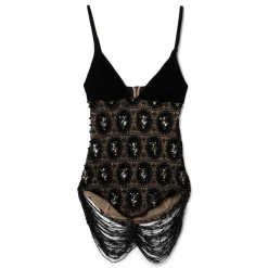 PatBO Beaded Velvet Lace Mini Dress