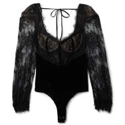 PatBO Lace and Velvet Bodysuit