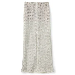 PatBO Metallic Macramé Pencil Skirt