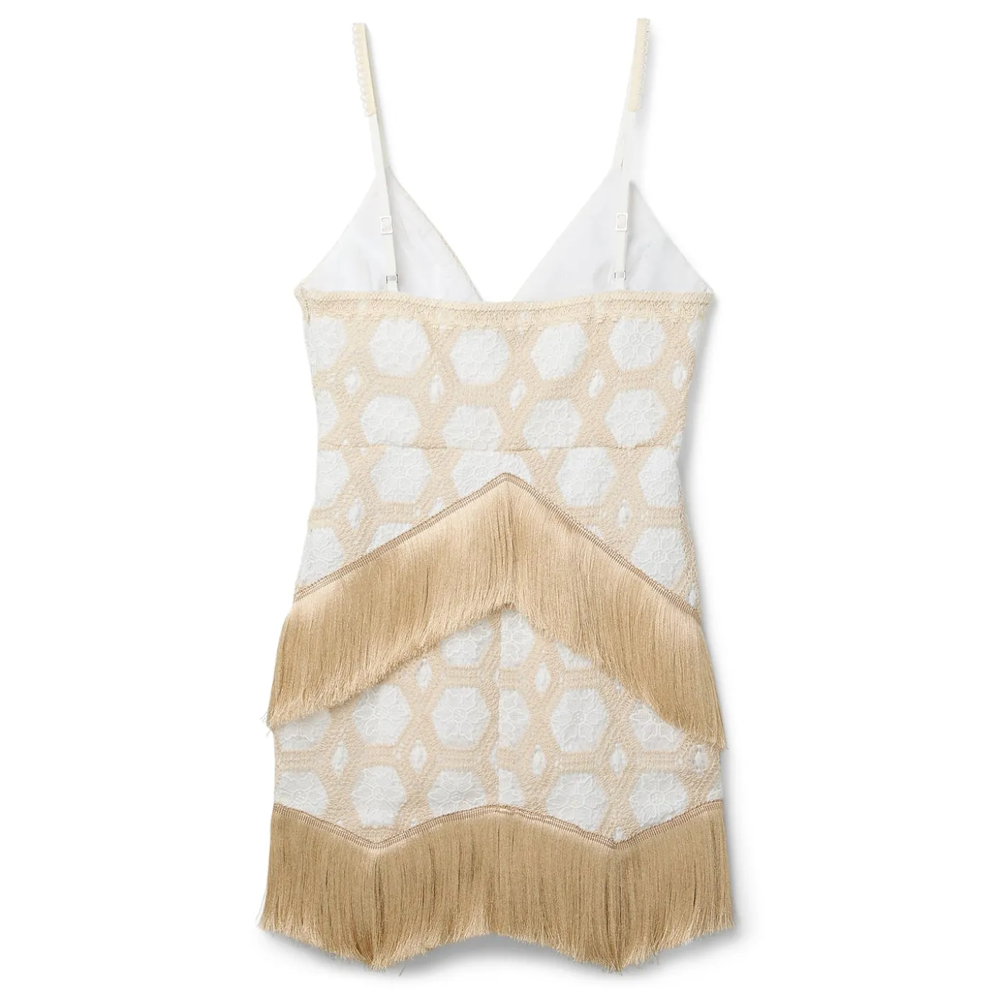 PatBO Natural Crochet Plunge Mini Dress