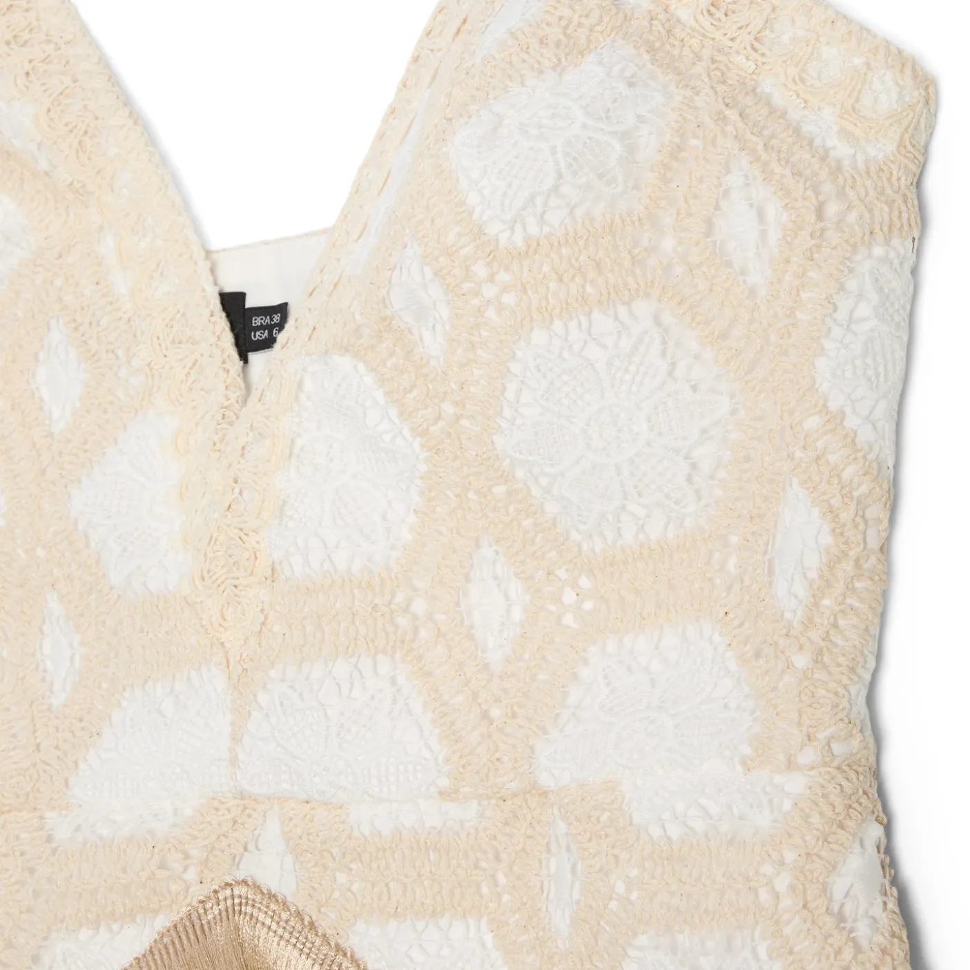 PatBO Natural Crochet Plunge Mini Dress