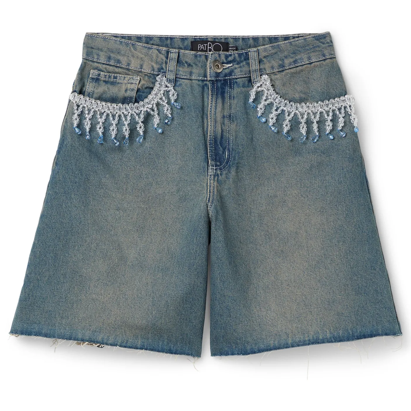 PatBO Nostalgic Sky Beaded Denim Short