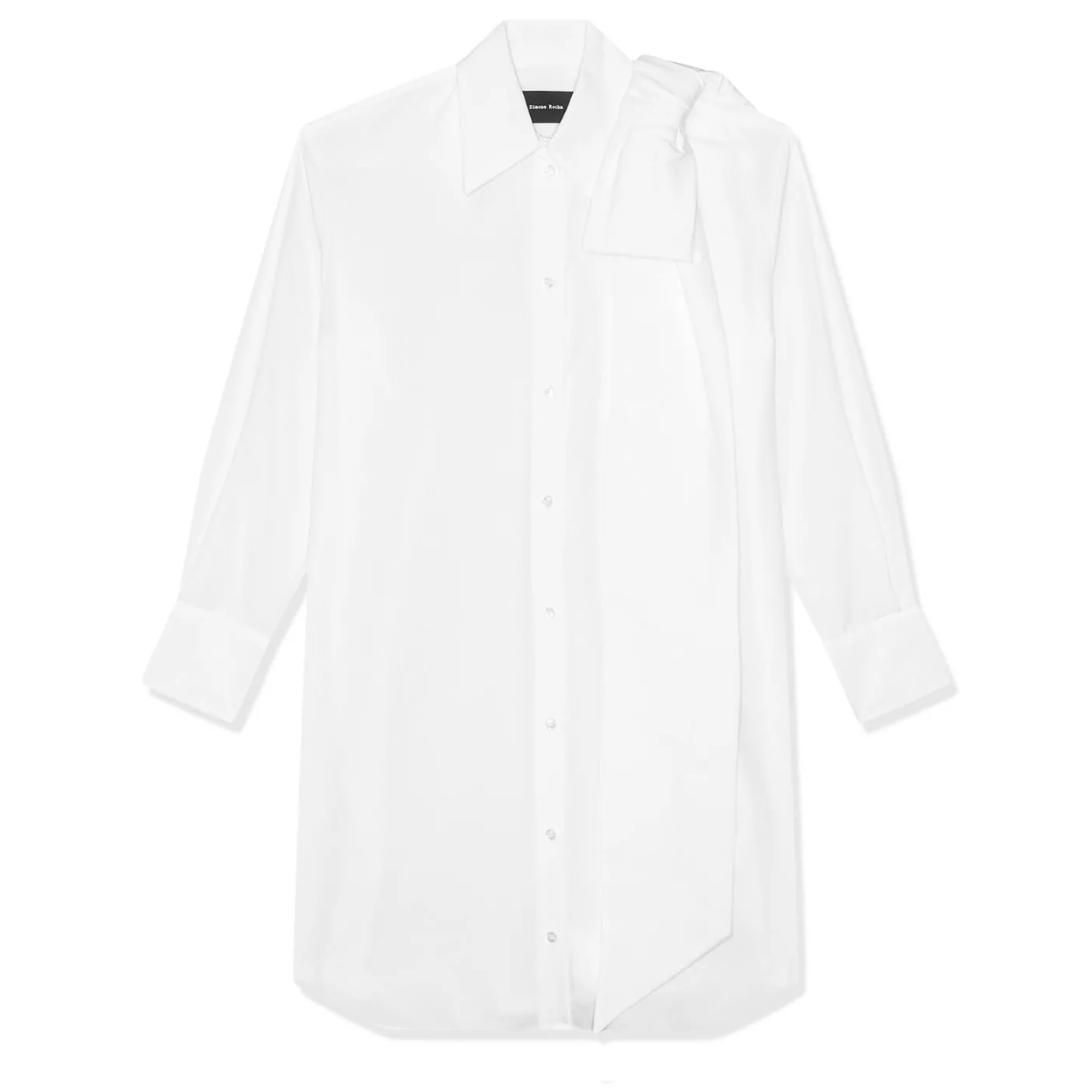Simone Rocha Long Shoulder Bow Masculine Button Placket Shirt