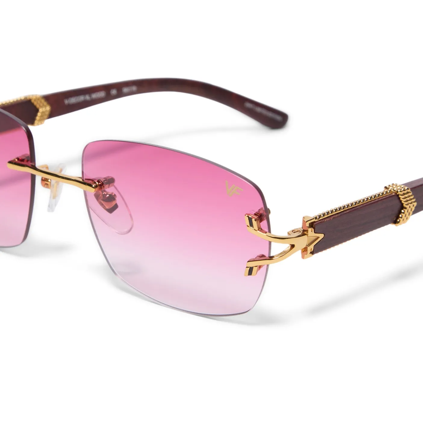Vintage Frames Bal Harbour Wood Edition Drill Mount 24KT Gold, WDBL2 0002,