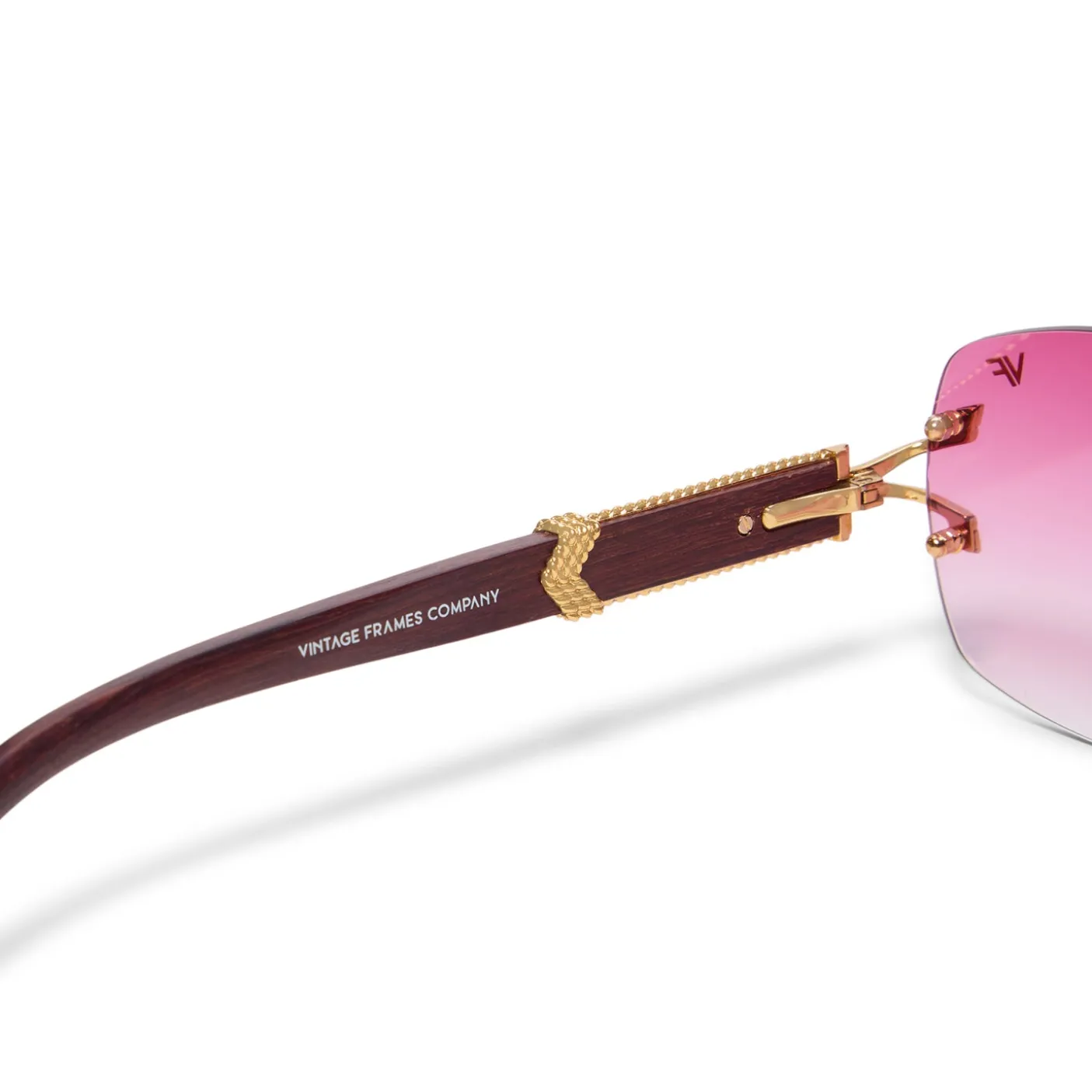 Vintage Frames Bal Harbour Wood Edition Drill Mount 24KT Gold, WDBL2 0002,
